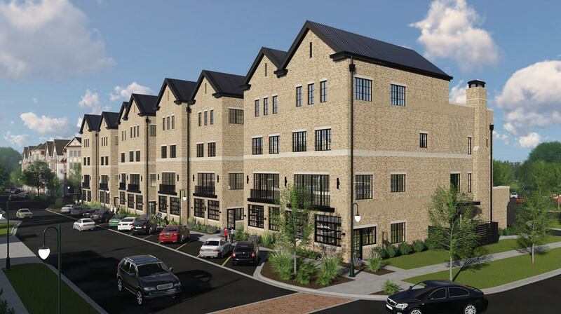 Renderings of the proposed River 504 Townhomes development at the corner of S. First and Prairie Streets in downtown St. Charles.