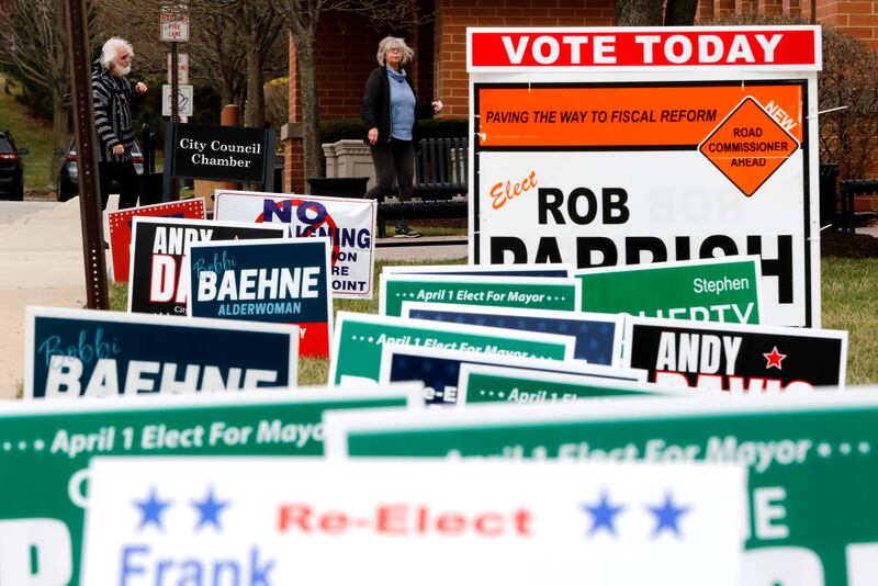 Voters walk into the McHenry City to vote on Tuesday, April 1, 2025, in the 2025 Consolidated Election.