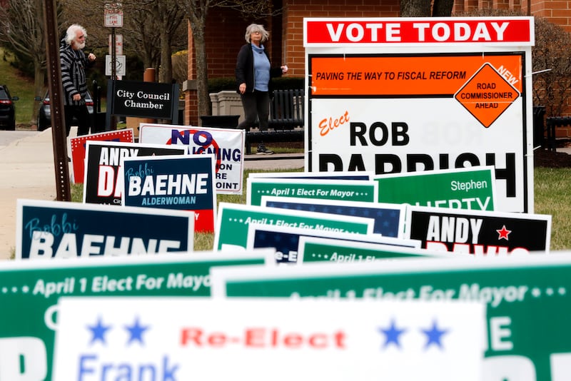 Voters walk into the McHenry City to vote on Tuesday, April 1, 2025, in the 2025 Consolidated Election.