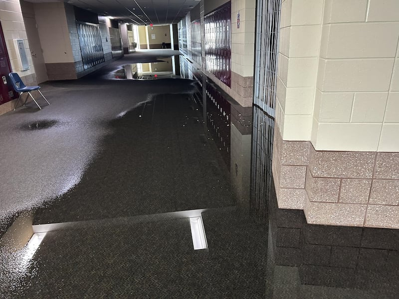 Oswego East High School will remain closed Tuesday because of flooding at the school following a drain pipe malfunction during severe storms that occurred over the weekend.