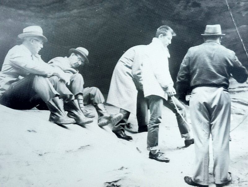 A photo from the The Daily News-Tribune dated Thursday, Nov. 17, 1960. The photo was from the day Chester Weger reenacted the Starved Rock Murders. Weger died on June 22, 2025.