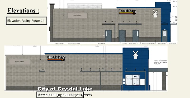 Developers are looking to create a new two-tenant building at 5999 Northwest Highway in Crystal Lake that would include a Dutch Bros coffee drive-thru.