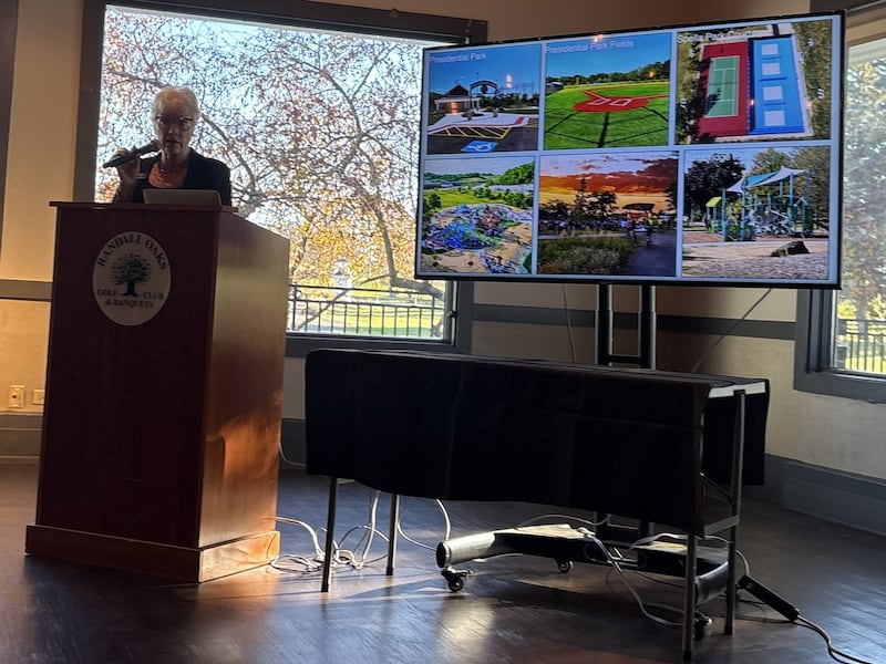 Algonquin Village President Debby Sosine speaks at the Algonquin/Lake in the Hills Chamber of Commerce Membership Breakfast Nov. 7, 2025.