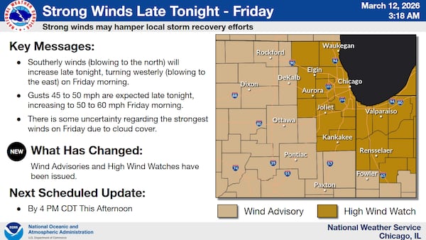 High winds Thursday night and Friday could hamper storm recovery efforts in Kankakee County