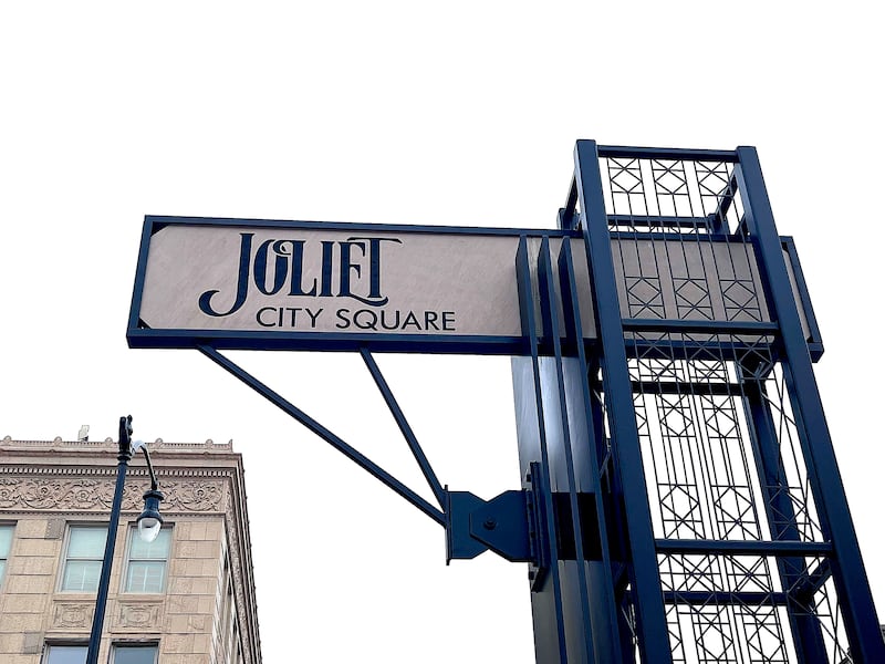 A sign for Joliet City Square seen on Tuesday, May 12, 2026.
