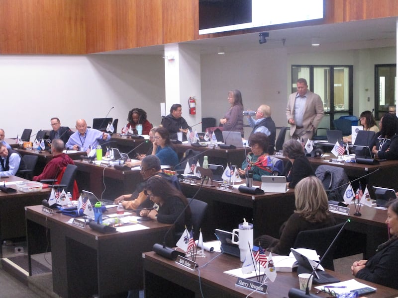 Will County Board members gathered last week for a meeting in which they approved a 2026 budget with a $2.8 million deficit. Nov. 20, 2025