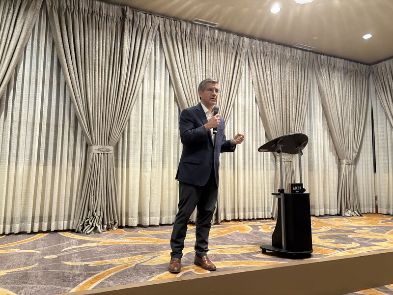 GOP candidate for governor Ted Dabrowski speaks during a MCGOPAC event in memory of Charlie Kirk Oct. 14, 2025.
