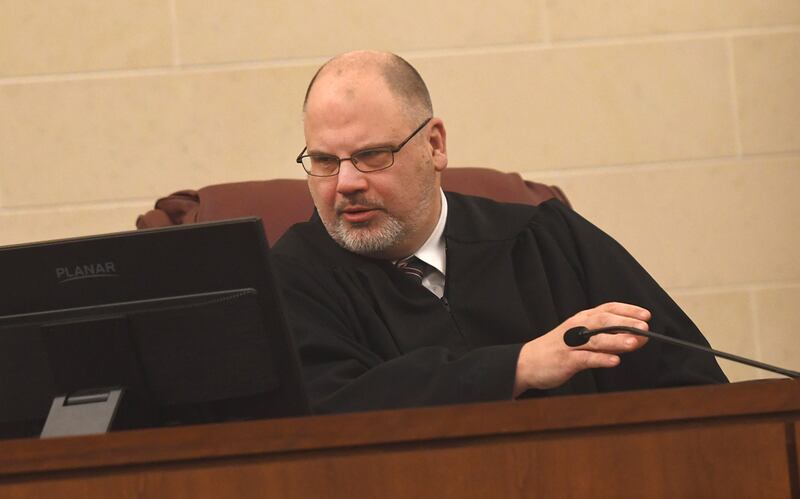Ogle County Judge John "Ben" Roe presides over jury selection for the trial of Duane C. Meyer at the Ogle County Judicial Center on Monday, Jan. 5, 2025.
