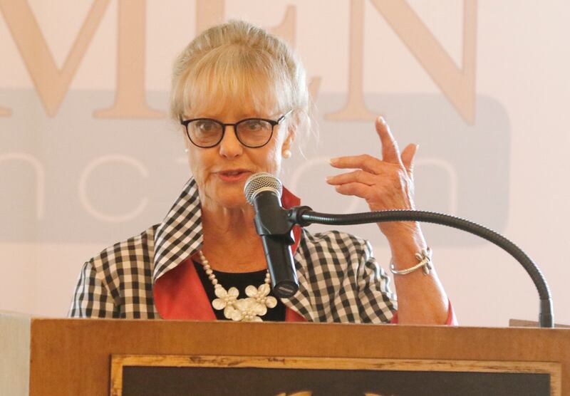 Award recipient Marcy Piekos speaks during the Northwest Herald's Women of Distinction award luncheon Wednesday June 5, 2024, at Boulder Ridge Country Club, in Lake in the Hills. The luncheon recognized 11 women in the community as Women of Distinction.