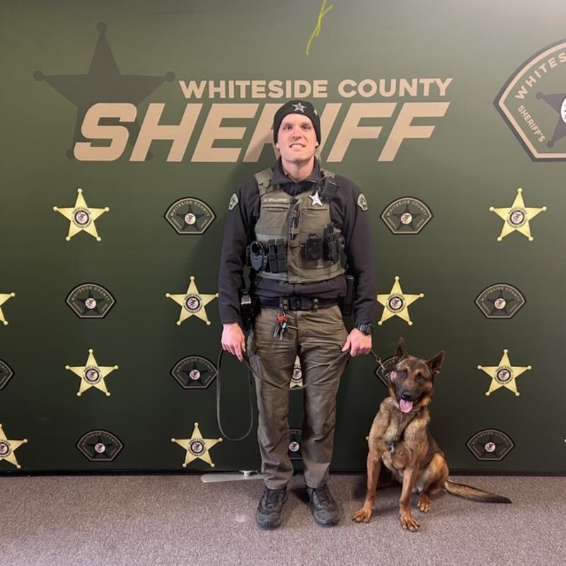 Whiteside County Sheriff’s Deputy Jacob Wilging. is pictured with Kane, a full-service K-9 that recently was added to the department. Wilging is Kane's handler,