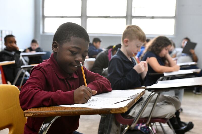 As a result of the elimination of the Kankakee School District's Learning Anyway, Anytime program, students will spend the equivalent of nearly an extra week in the district classrooms beginning with the 2025-26 school year. In this file photograph, then-King Middle School student Ke’Shawn Bellany concentrates on a worksheet.