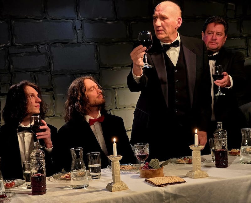 A scene from a 2025 performance of "The Last Supper Chronicles" at Improv Playhouse Theater in Libertyville.