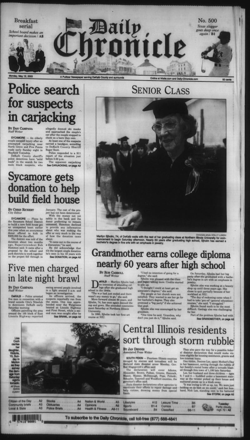 The Daily Chronicle cover: May 12, 2003