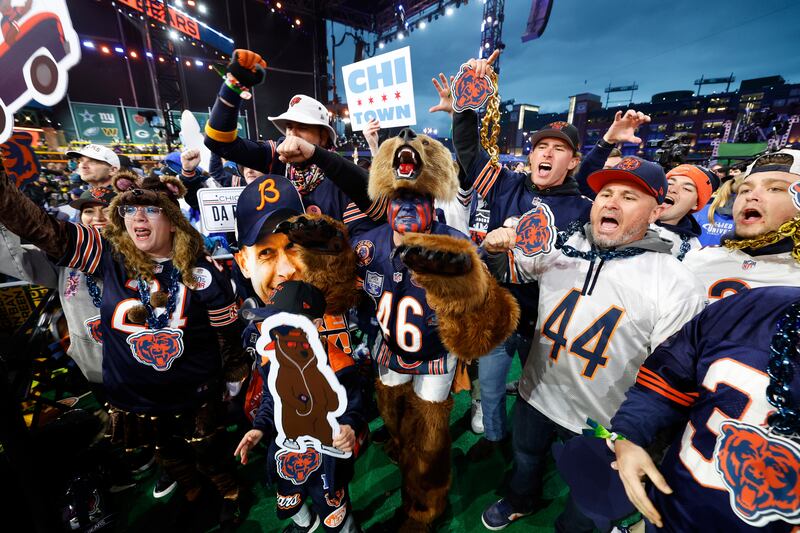Chicago Bears fans during the second round of the NFL football draft, Friday, April 25, 2025, in Green Bay, Wis. (Tyler Kaufman/AP Content Services for the NFL)