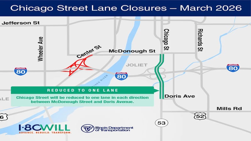 Chicago Street lane closures in Joliet begin Wednesday