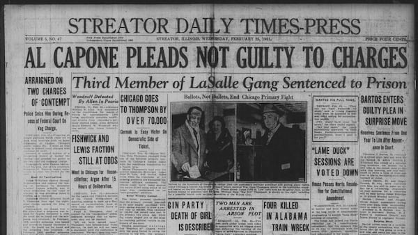 Historical covers for February 25: Capone pleads not guilty