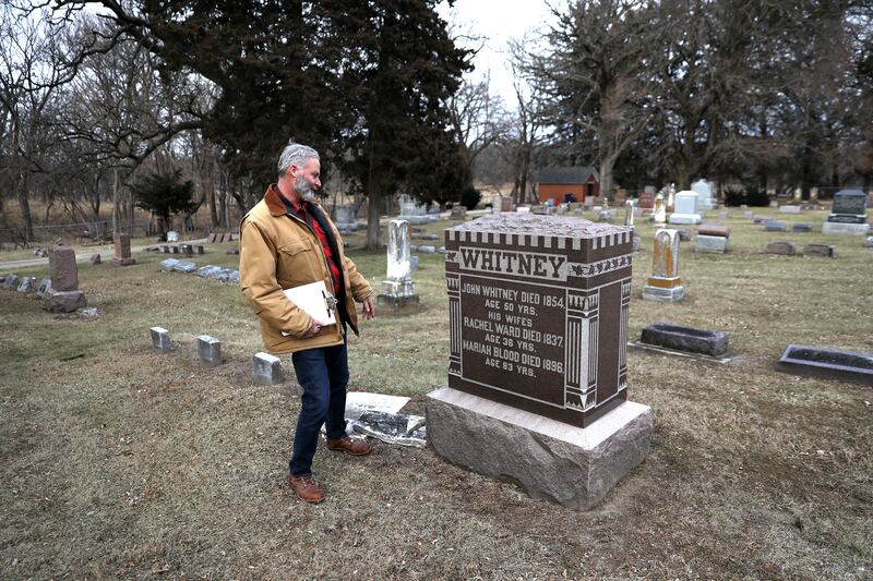 John Hamer at Whitney Cemetery in Campton Hills. The Campton Township Cemetery District has a referendum on the April 1 ballot, asking for the property extension to be increased to 0.0073 – which translates to $7.30 per $100 EAV – for continued cemetery upkeep.