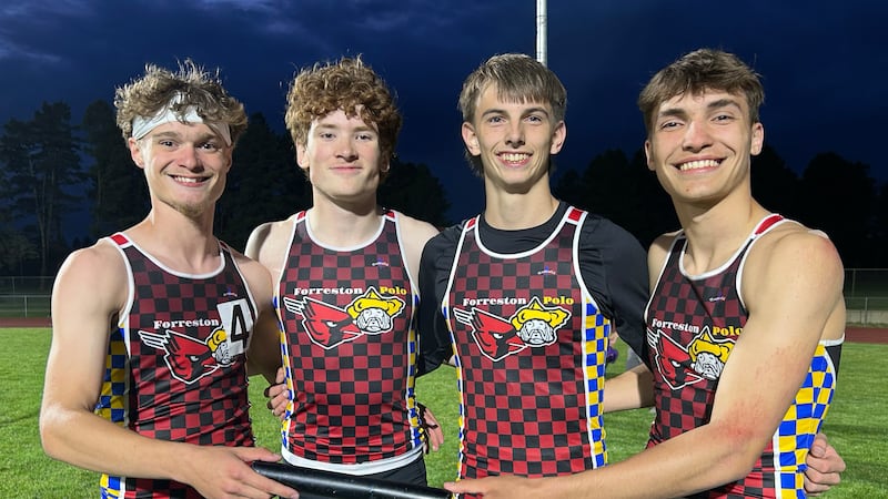 Forreston-Polo boys track sets 4x400 relay record, takes second at Class 1A Oregon Sectional