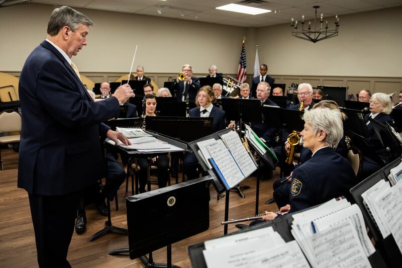 The Joliet American Legion Band performs during a Veterans Day ceremony at American Legion Post 1080 in Joliet on Nov. 11, 2025.