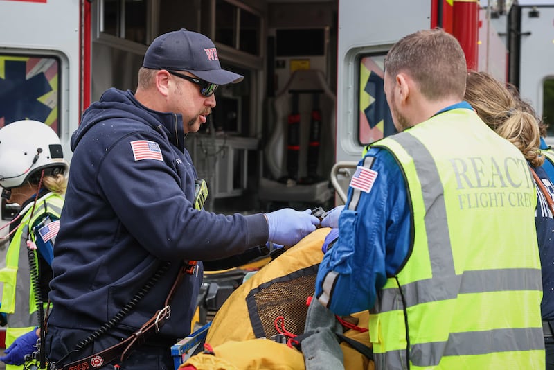 A man was airlifted after falling approximately 40 feet in Bull Valley, Thursday, May 21, 2026.