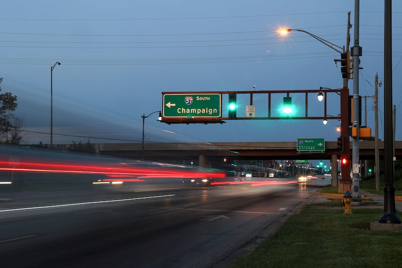 Traffic travels through the Interstate 57 exit 312 interchange at Court Street in east Kankakee.
