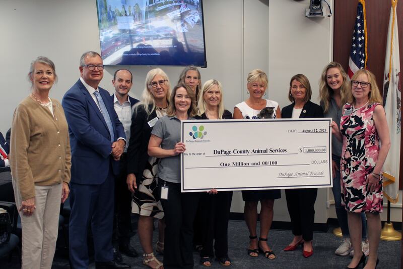 DuPage County Animal Services accepted a $1 million donation from DuPage Animal Friends, the nonprofit organization that supports the County’s animal shelter.