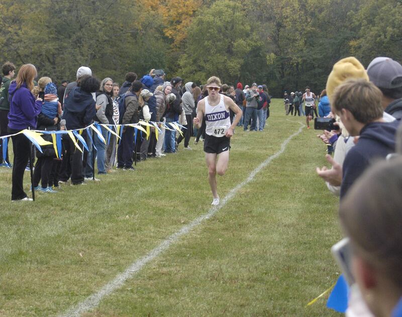 Third place finisher Averick Wisem of Dixon heads for the finish. His time aw 15:27.40. Sterling hosted their Cross Country final at Hoover Park on Saturday, October 25, 2025.
