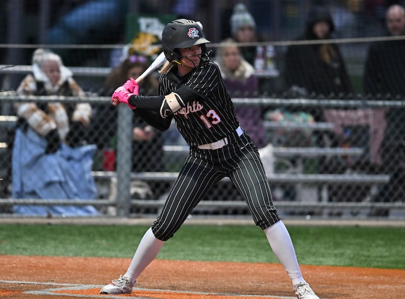 Lincoln-way Central's Lisabella Bimitrijevic at bat during the WJOL championship game against Providence Catholic on Thursday, April. 03, 2025, at Joliet.