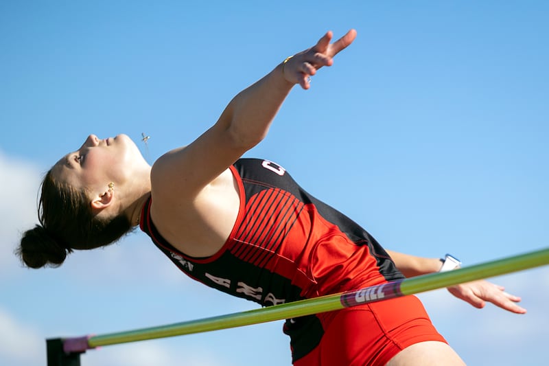 Amboy’s Jillian Anderson competes in the high jump  Wednesday, May 13, 2026, during the Class 1A Erie Sectional meet.