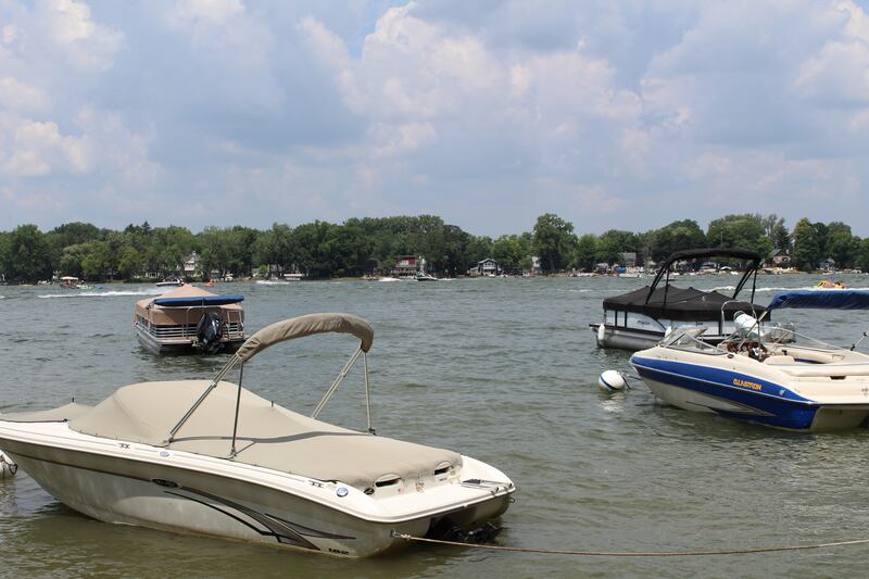 Boats on Crystal Lake on July 4, 2023.