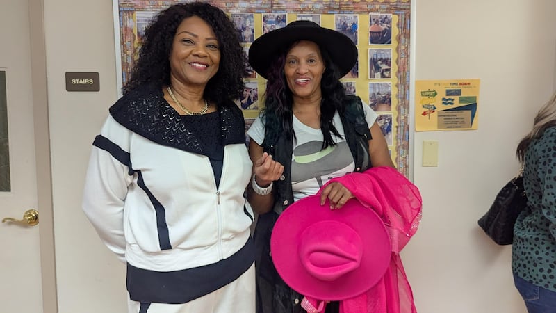 Glenda McCullum, Joshua Arms marketing coordinator (left) said donated the hats to the resident models. McCullum is pictured with Trista Brown of Trista-Raye Ultimate Image Model Workshop Agency on Friday, April 18, 2025, at Joshua Arms Senior Residences in Joliet.