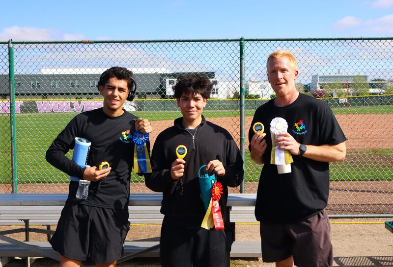 Winners of the Joliet Public Schools District 86 Autism Awareness 5K Run & Walk winners Julian Huerta, Hiroshi Yanajara, and  Ben Meinert.
Wednesday, May 14, 2025.
