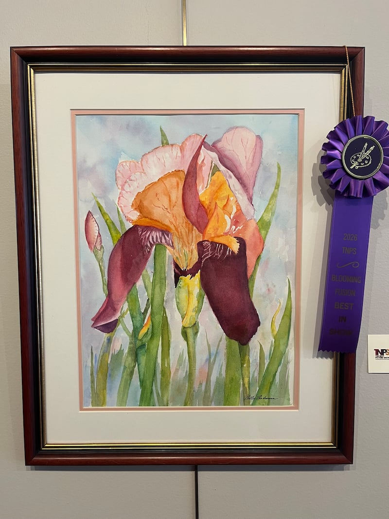 Betty Predmore's “Iris” was presented the Best in Show award on Feb. 20 for Blooming Fusion 2026 at The Next Picture Show in Dixon.