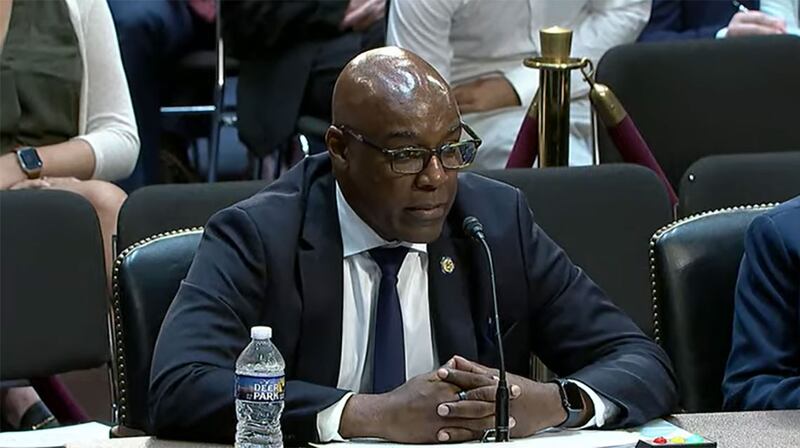Attorney General Kwame Raoul testifies at a Democratic congressional forum Monday, June 23, 2025, about litigation that he and other Democratic state attorneys general have filed challenging actions of the Trump administration.