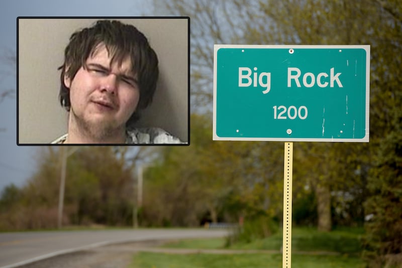 Koda Uebel, 18, of Waterman, was charged with first-degree attempted murder in the beating of a 71-year-old Big Rock Township woman on May 31, 2025, according to the Kane County Sheriff's Office. (Inset photo provided by Kane County Sheriff's Office)