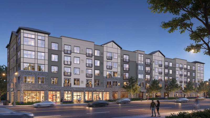 A rendering of the Fox Lake Landing mixed-use development for Fox River Grove's Block B property.