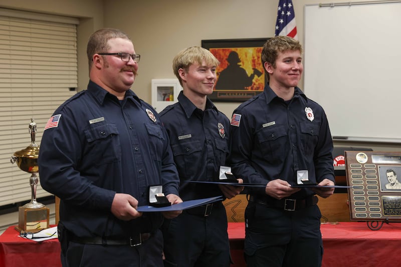 Cary Fire Protection District firefighters received awards for their rescue efforts involving two people who fell through the ice on Lake Killarney on Jan. 13, 2026.