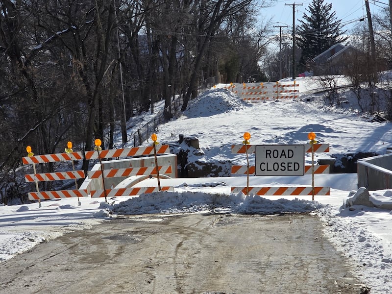 Crews have set the precast structure in place for the Kelly Street Bridge in Streator, but work on backfilling and roadway improvements is on hold until spring due to winter weather.