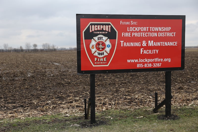 A sign sits in front of the future site of the Lockport Township Fire Protection District Training and Maintenance Facility on Tuesday, Jan. 30th, 2024. in Lockport.