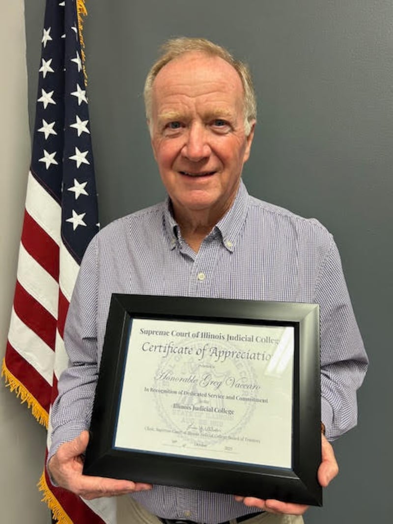 Greg Vaccaro, La Salle County Circuit Clerk, was honored by the Illinois Supreme Court for his service as chairman of the Committee on Circuit Clerk Education Judicial College.