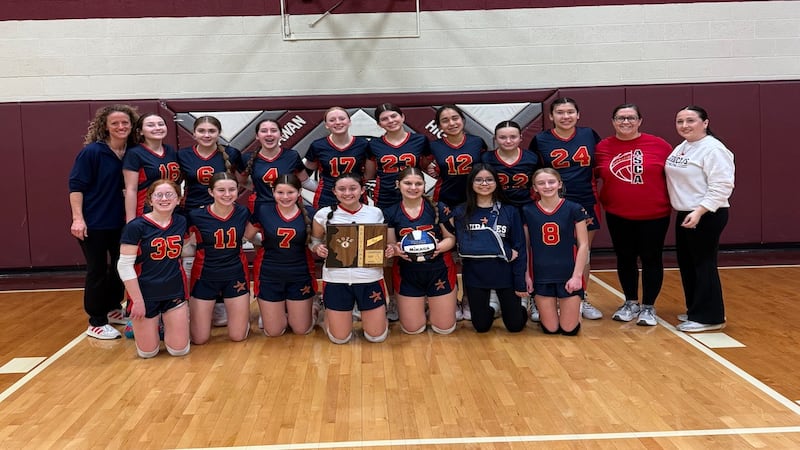 Carlo Acutis eighth grade volleyball team advances to IESA state tournament