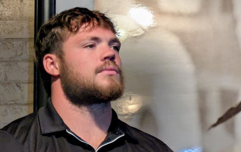 NIU linebacker Quinn Urwiler poses during a photo opportunity at NIU's Media Day on July 17, 2025 in Chicago.