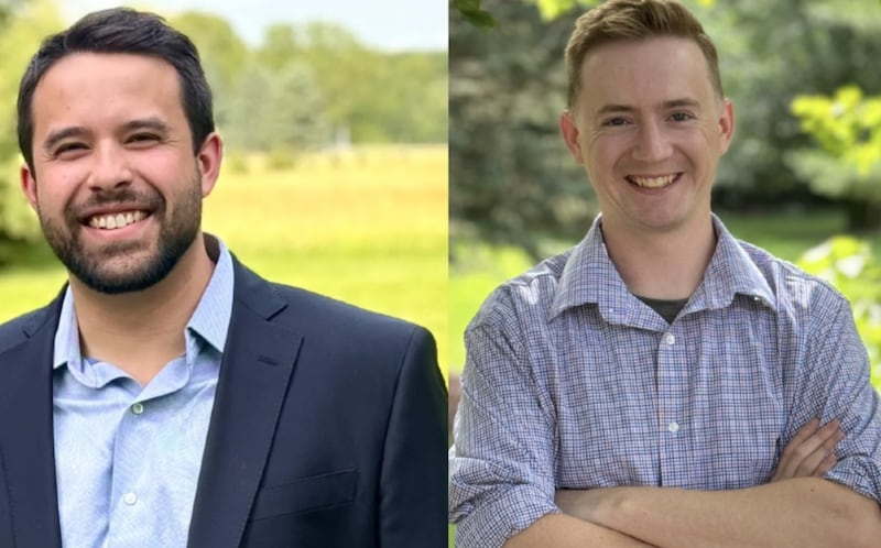 (From left) Sycamore School District 427 school board president and incumbent Michael DeVito, and newcomer Cole Regnery were the top vote-getters in the April 1, 2025, consolidated election, according to unofficial vote tallies.