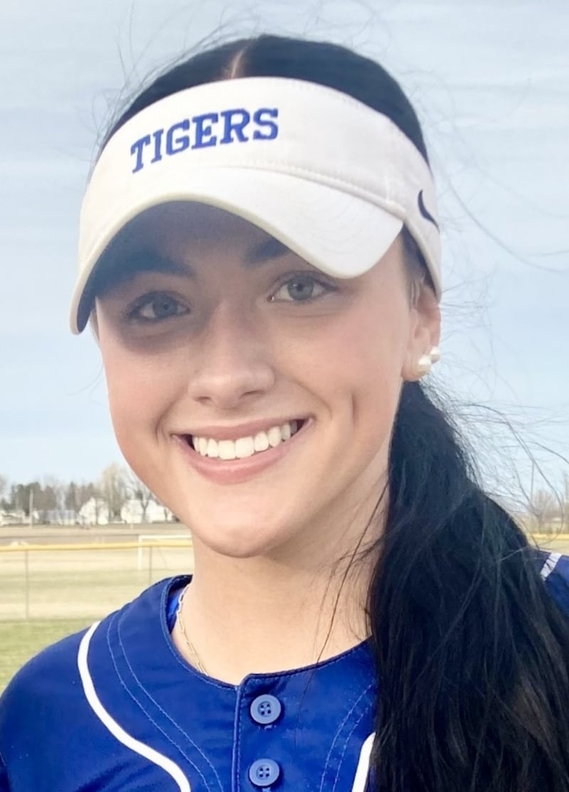 Avah Oertel (left) and Keely Lawson combined for four hits and six RBIs to lead the Tigresses to a 9-4 win over Chillicothe IVC in Friday’s home opener at Little Siberia Field. Each homered.