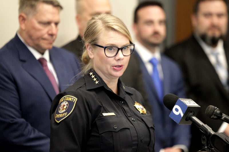 A new Child Exploitation Unit, a joint initiative of the Kane County State’s Attorney’s Office and the Kane County Sheriff’s Office in collaboration with the St. Charles Police Department was announced during a press conference at the St. Charles Police Department on Monday, April 24. 2023.