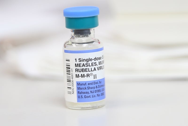 A vile of measles, mumps, rubella MMR vaccine is ready for a patient on Thursday, April 24, 2025 at the La Salle County Health Department in Ottawa.