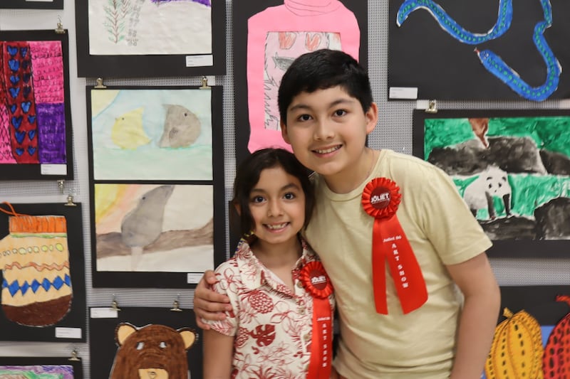 Siblings Alani Monay and Tadeo Huerta both received awards at the Joliet Public Schools District 86 Fine Arts Department's annual Student Art Show on May 16, 2026.