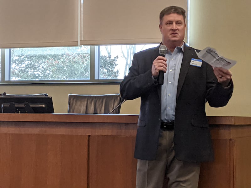 Kendall County Board Chairman Matt Kellogg speaks at a legislative breakfast Jan. 25 at Oswego Village Hall.