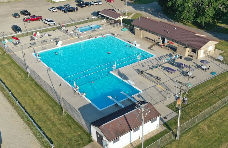 People cool off in the water at the Mendota swimming pool on Monday, June 17, 2024.