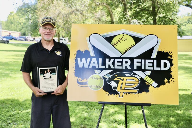 The Putnam County Junior High softball field was named as Walker Field on Saturday in recognition of Chris Walker, who coached PCJH softball from 2001-2020. His PCJH teams made seven IESA state tournament appearances, capped with a state championship in 2009 and a state runner-up finish in 2014.